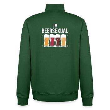 I'm Beersexual Funny Beer Drinking Humor Quote - Unisex Organic Zip Sweatshirt by Stanley/Stella - bottle green - Back - AI Model Male 185 dark (185cm)