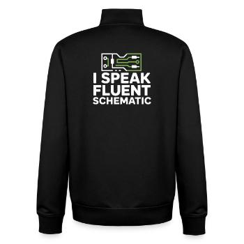 Je parle couramment la technologie des schémas circuités - Sweat zippé unisexe en coton bio Stanley/Stella - noir - Dos - AI Model Male 185 light (185cm)