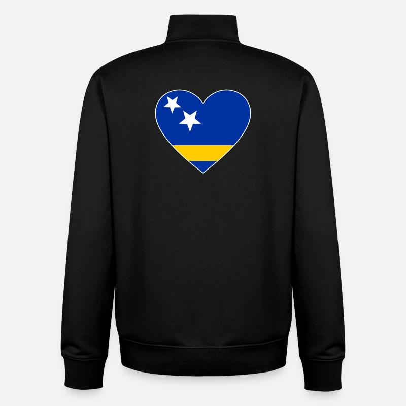 Curaçao_Flagge_Herz - Sweat zippé unisexe en coton bio Stanley/Stella - noir