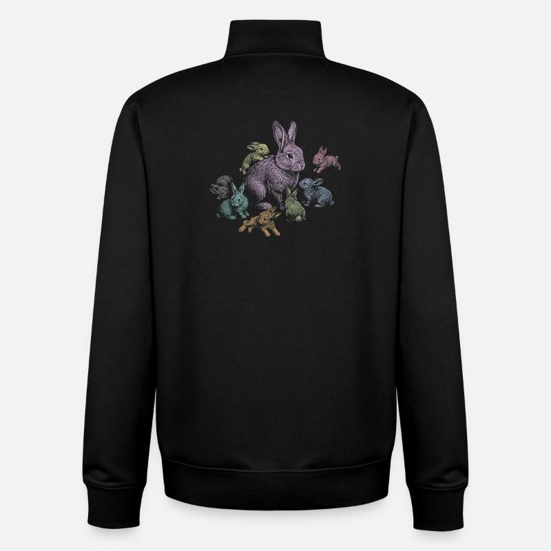Lapin - Sweat zippé unisexe en coton bio Stanley/Stella - noir