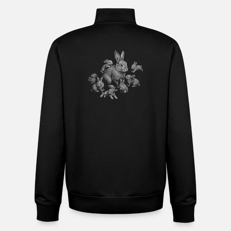 Lapin - Sweat zippé unisexe en coton bio Stanley/Stella - noir