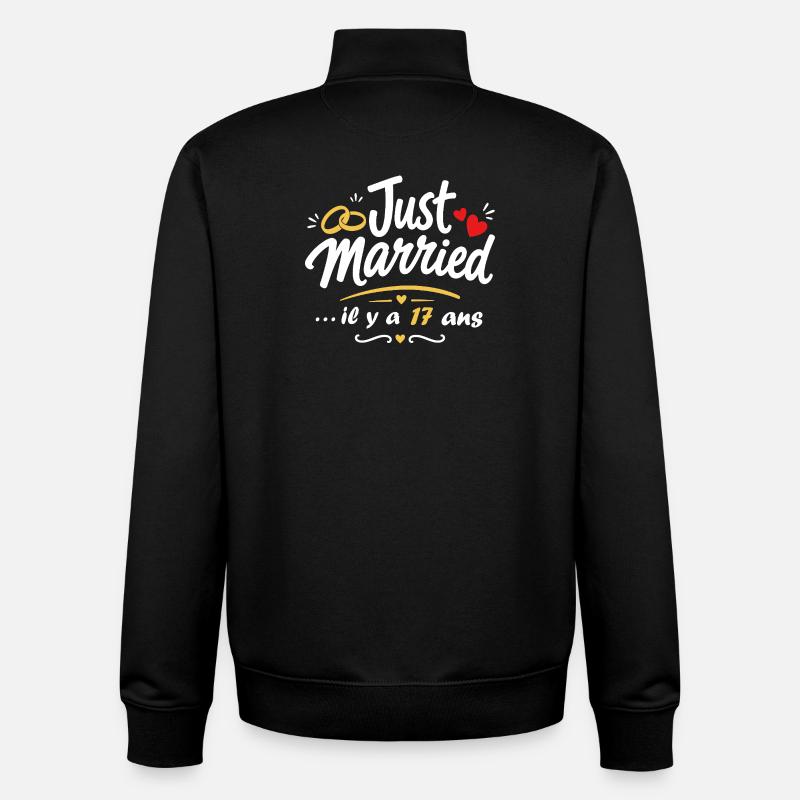 Just Married 17 Ans - Sweat zippé unisexe en coton bio Stanley/Stella - noir