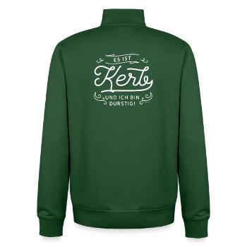 Es ist Kerb und ich bin durstig - Unisex Organic Zip Sweatshirt von Stanley/Stella - Flaschengrün - Hinten - AI Model Male 185 dark (185cm)