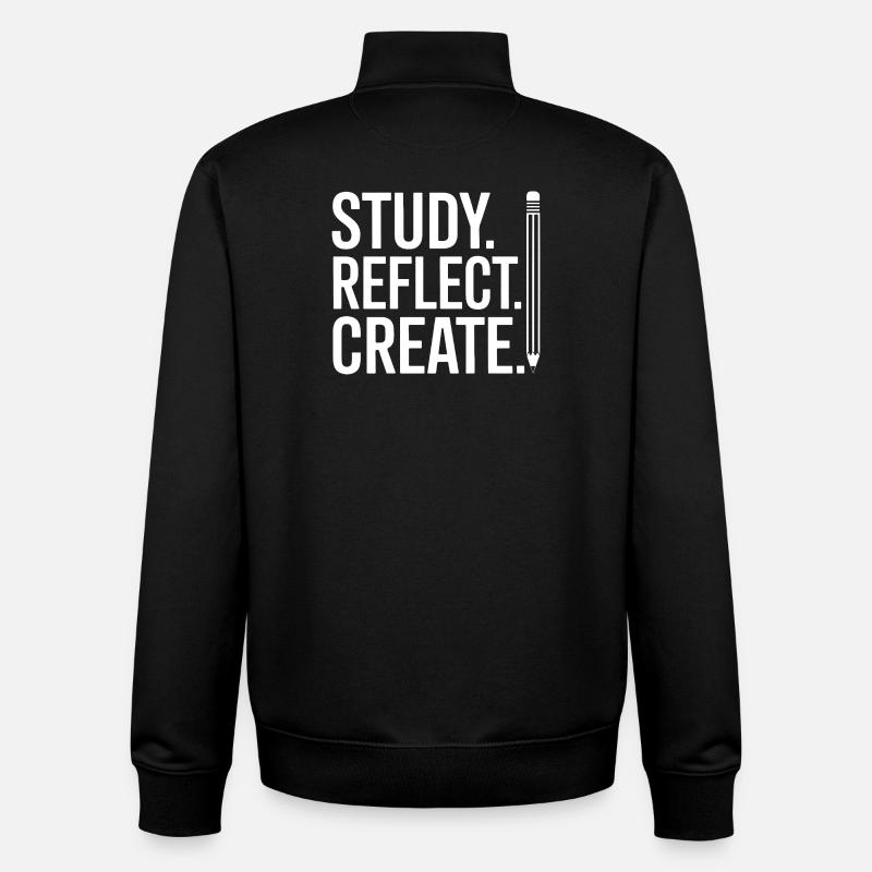 Study Reflect Create Poster - Unisex Organic Zip Sweatshirt by Stanley/Stella - black