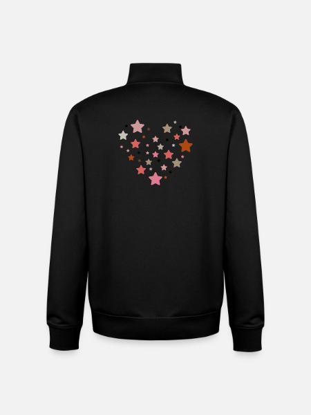 Star Heart | Pastel Star Heart Design - Unisex Organic Zip Sweatshirt by Stanley/Stella - black