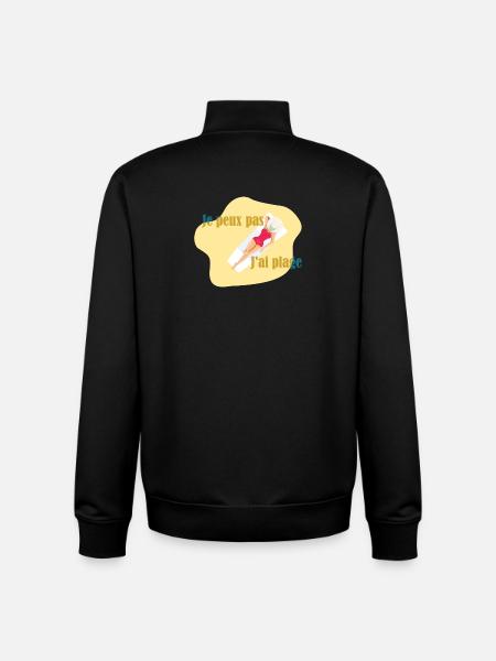 je peux pas j'ai plage - Sweat zippé unisexe en coton bio Stanley/Stella - noir