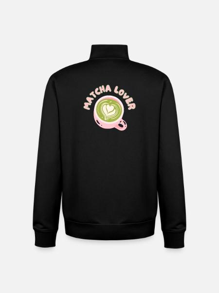 Matcha Lover Cup Heart Latte - Unisex Organic Zip Sweatshirt by Stanley/Stella - black