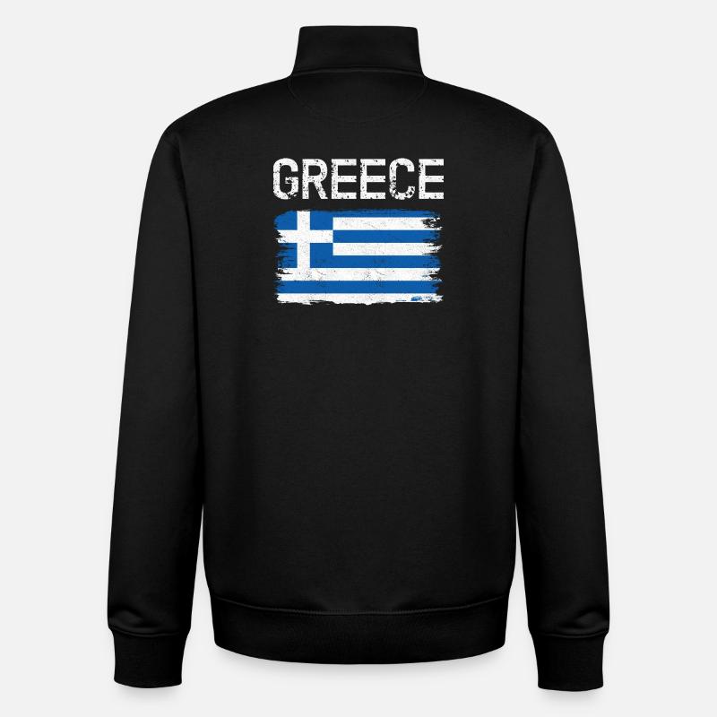 Graphique du drapeau grec vieilli - Sweat zippé unisexe en coton bio Stanley/Stella - noir