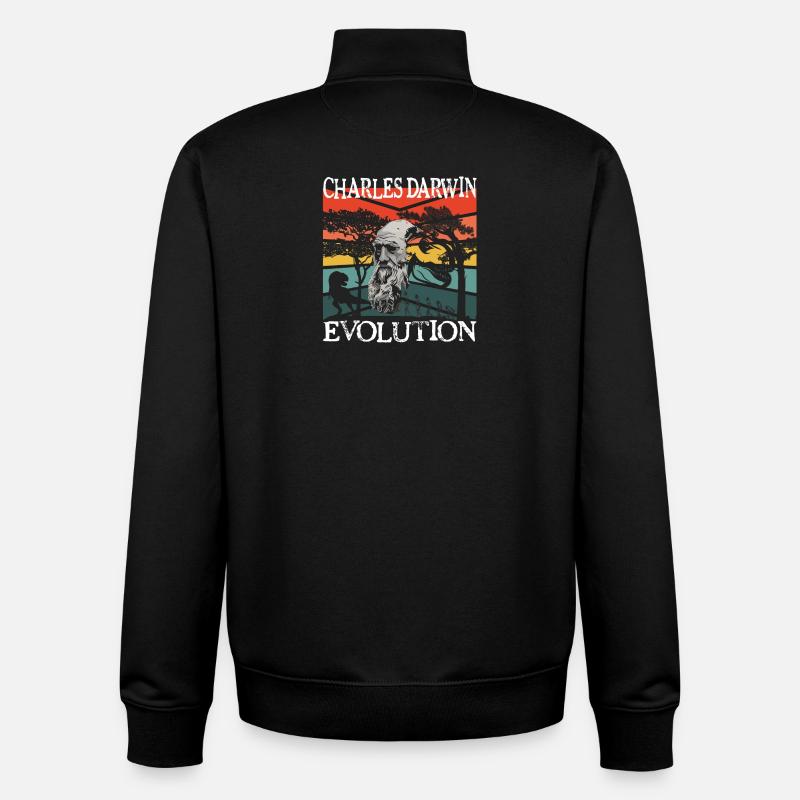 Charles Darwin Evolution textile Geschenkidee - Unisex Organic Zip Sweatshirt von Stanley/Stella - Schwarz