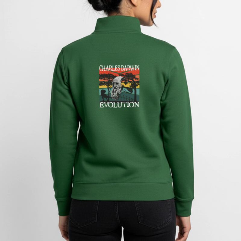 Idée cadeau textile Charles Darwin Evolution Sweat zippé unisexe en coton bio Stanley/Stella