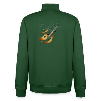 zerstörte 3D Akustikgitarre in warmen Farbtönen - Unisex Organic Zip Sweatshirt von Stanley/Stella - Flaschengrün - Hinten - AI Model Male 185 dark (185cm)