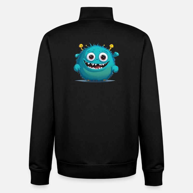 Petit monstre bleu - Sweat zippé unisexe en coton bio Stanley/Stella - noir
