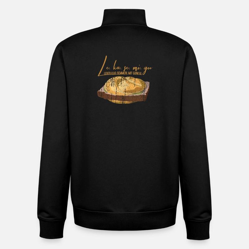 Leberkas Semmerl mit Gurkerl – Dialekt - Unisex Organic Zip Sweatshirt von Stanley/Stella - Schwarz