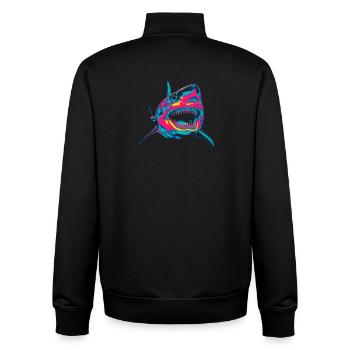 Neon Shark Pop Art Color Fire - Unisex Organic Zip Sweatshirt by Stanley/Stella - black - Back - AI Model Male 185 light (185cm)