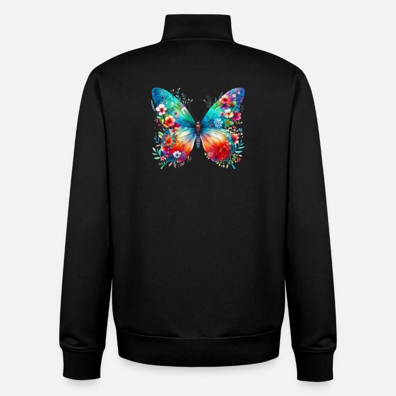 Papillon - Sweat zippé unisexe en coton bio Stanley/Stella - noir