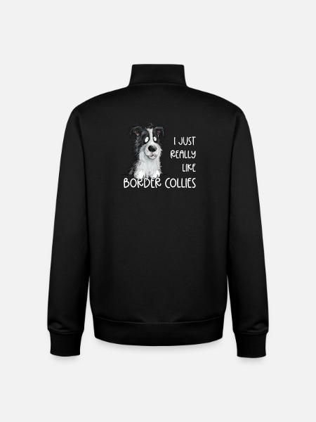 Droll Border Collie Dog Saying - Unisex Organic Zip Sweatshirt by Stanley/Stella - black