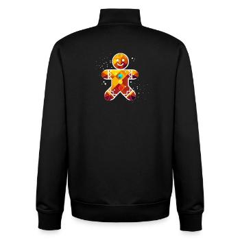 Farbenfroher Lebkuchenmann–Buntes Weihnachtsdesign - Unisex Organic Zip Sweatshirt von Stanley/Stella - Schwarz - Hinten - AI Model Male 185 light (185cm)