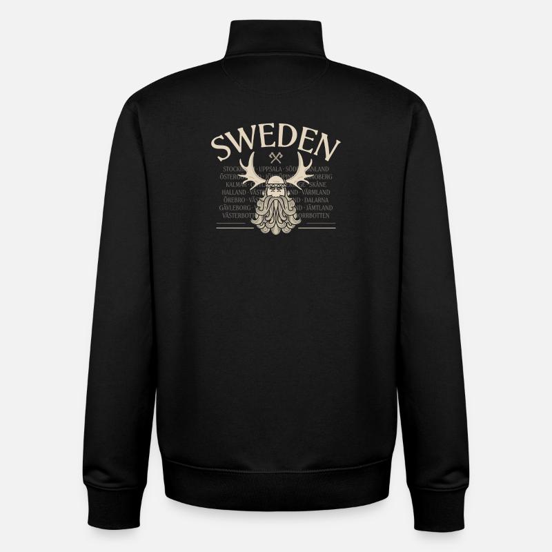 Suède - Barbe de Viking - Mousses - Sweat zippé unisexe en coton bio Stanley/Stella - noir