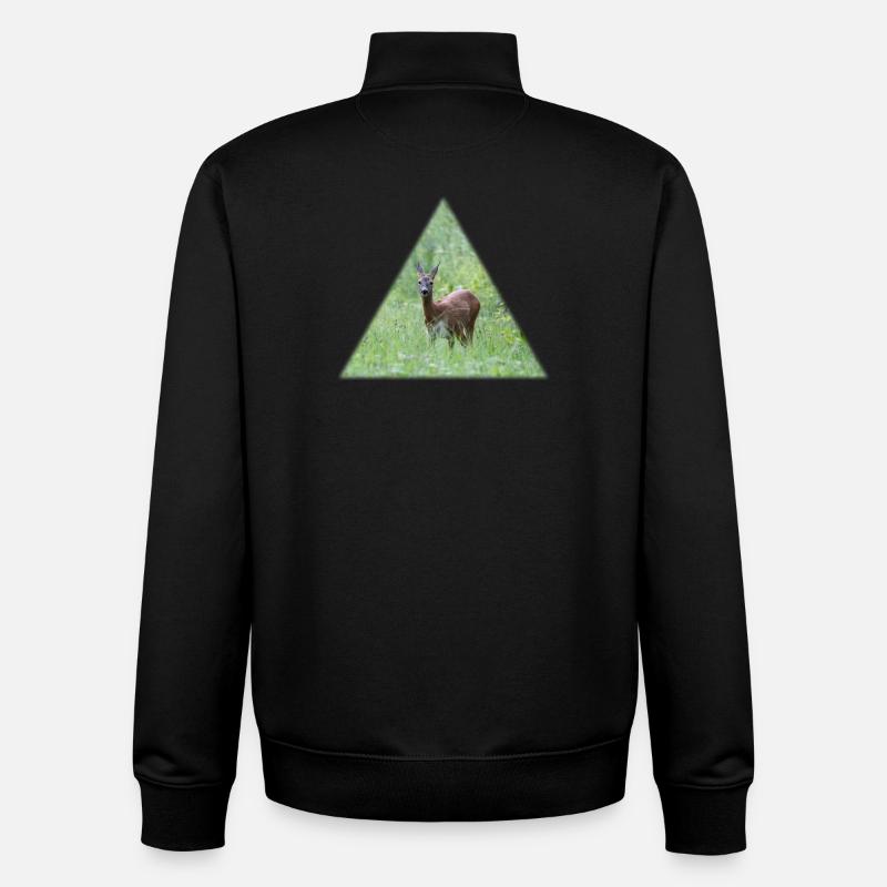 Cerf dans les hautes herbes - Sweat zippé unisexe en coton bio Stanley/Stella - noir