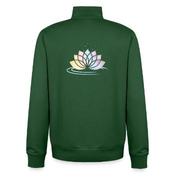 Stylized Pastel Flower Symbol with Water - Unisex Organic Zip Sweatshirt by Stanley/Stella - bottle green - Back - AI Model Male 185 dark (185cm)