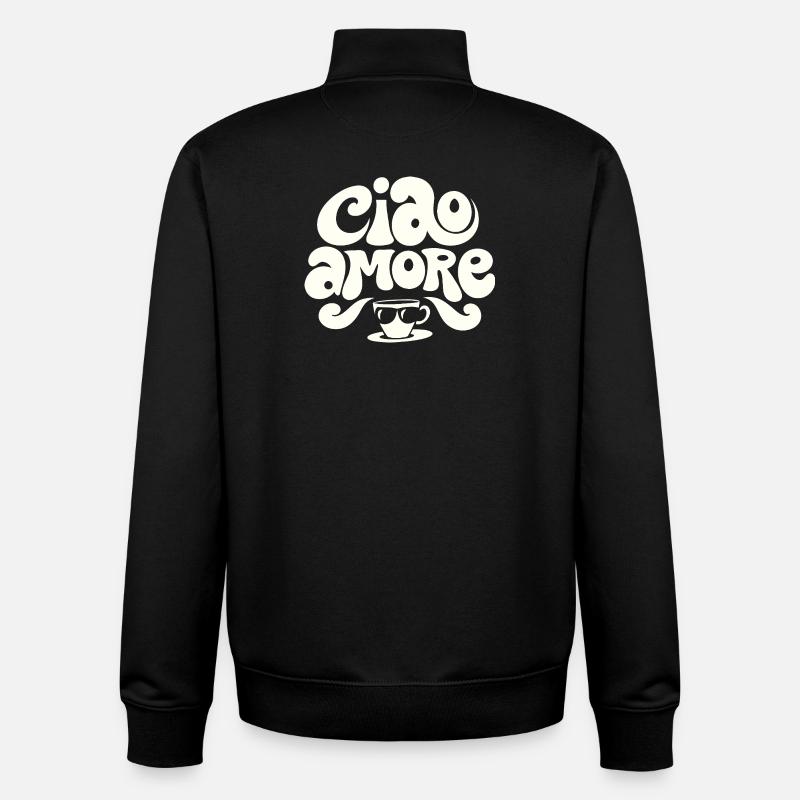 Ciao Amore Cappuccino - Sweat zippé unisexe en coton bio Stanley/Stella - noir