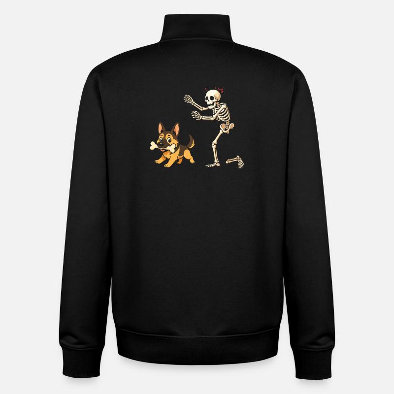 German Shepherd Dog Skeleton - Unisex Organic Zip Sweatshirt by Stanley/Stella - black