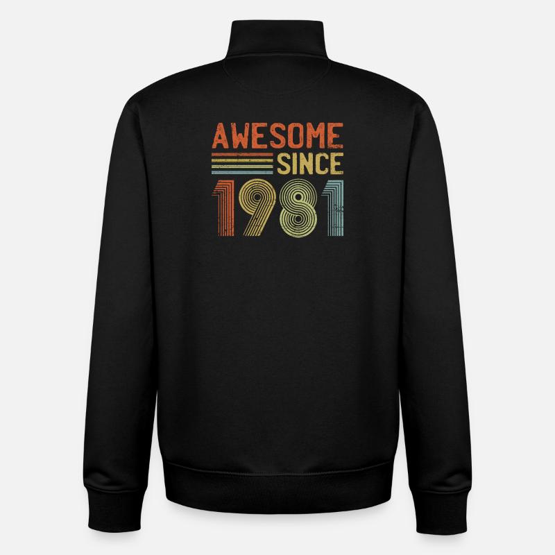 Retro 1981 Typografie Design - Unisex Organic Zip Sweatshirt von Stanley/Stella - Schwarz