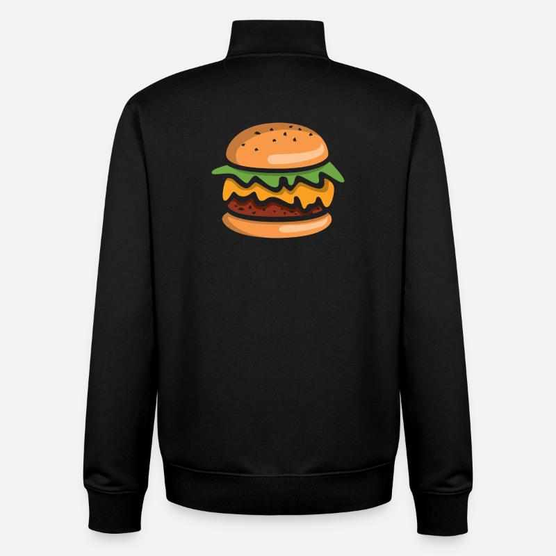 Cheeseburger Comic Burger - Sweat zippé unisexe en coton bio Stanley/Stella - noir