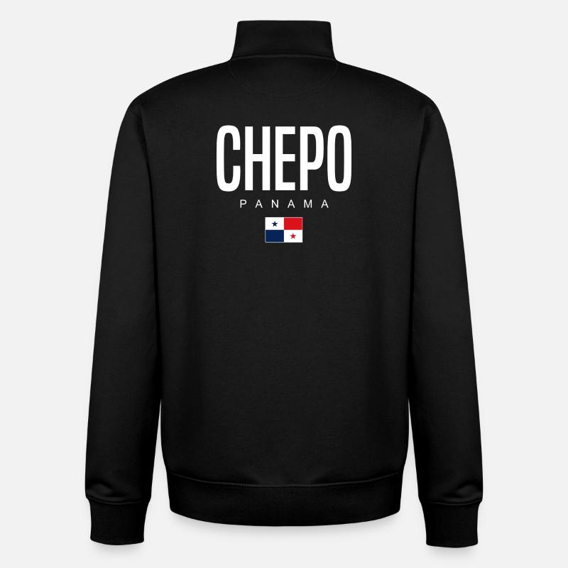 Chepo Panama Panaméen - Sweat zippé unisexe en coton bio Stanley/Stella - noir