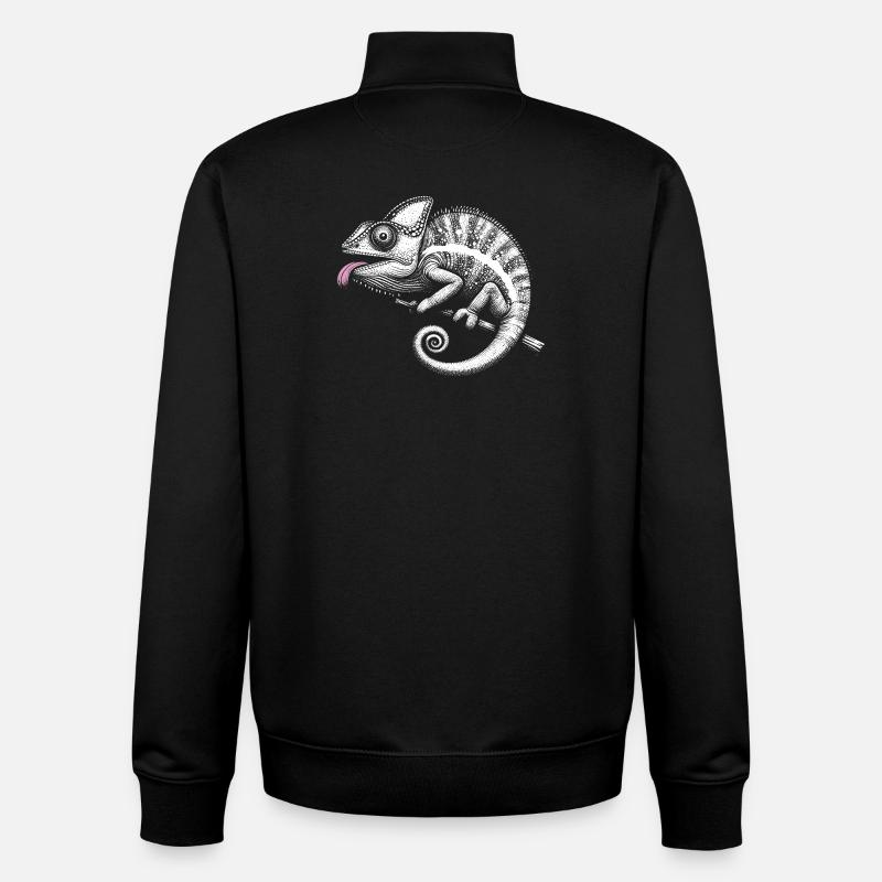 Caméléon art tribal pastel - Sweat zippé unisexe en coton bio Stanley/Stella - noir