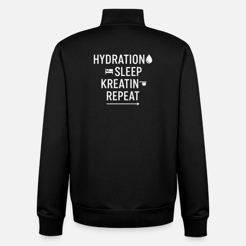 Hydratation Sommeil Créatine Répéter - Sweat zippé unisexe en coton bio Stanley/Stella - noir