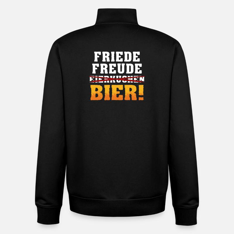 Paix, Joie, Bière - Sweat zippé unisexe en coton bio Stanley/Stella - noir