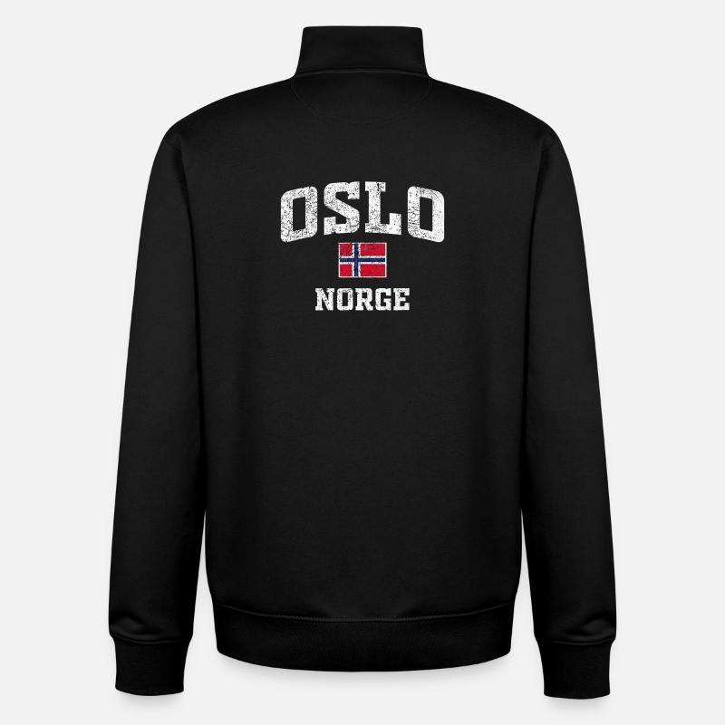 Oslo Norge Distressed Flag Tee - Unisex Organic Zip Sweatshirt by Stanley/Stella - black