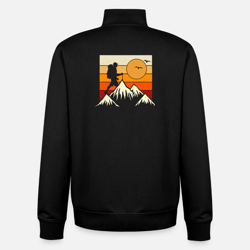 Randonnée Randonneur Alpiniste Cadeau - Sweat zippé unisexe en coton bio Stanley/Stella - noir