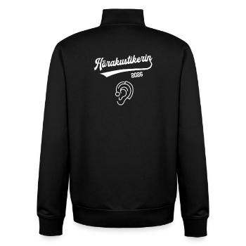 Hearing Aid Acoustician 2026 Apprenticeship Profession Hearing Aid Acoustician - Unisex Organic Zip Sweatshirt by Stanley/Stella - black - Back - AI Model Male 185 light (185cm)