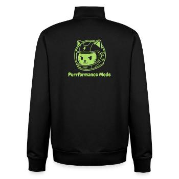 Purrformance Mode: Cat in Helmet - Unisex Organic Zip Sweatshirt von Stanley/Stella - Schwarz - Hinten - AI Model Male 185 light (185cm)