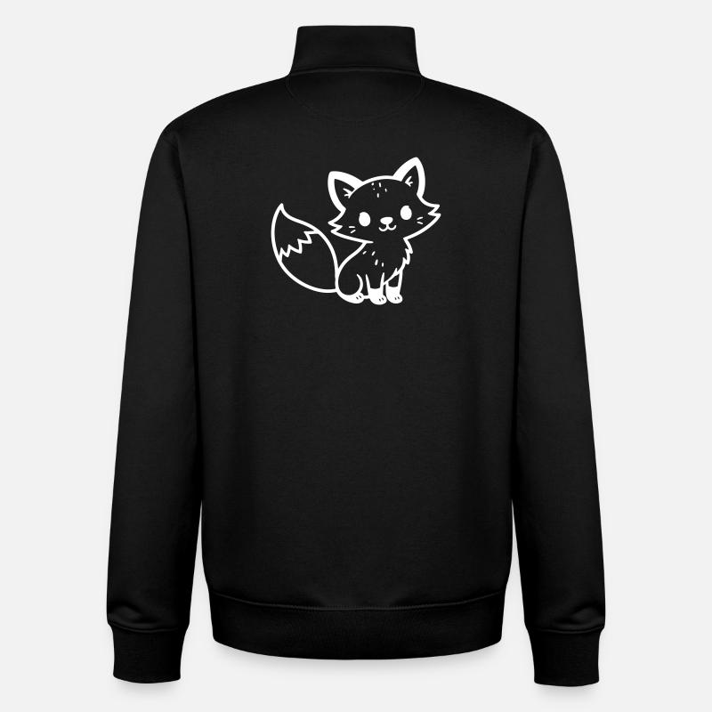 Fox Cute Comic - Sweat zippé unisexe en coton bio Stanley/Stella - noir