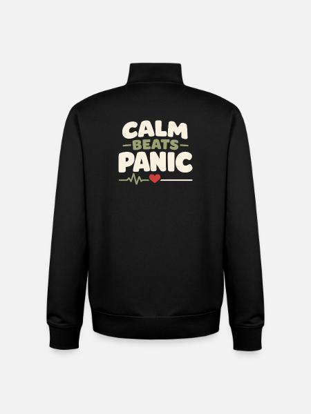 Calmness beats panic, lifestyle, - Unisex Organic Zip Sweatshirt by Stanley/Stella - black