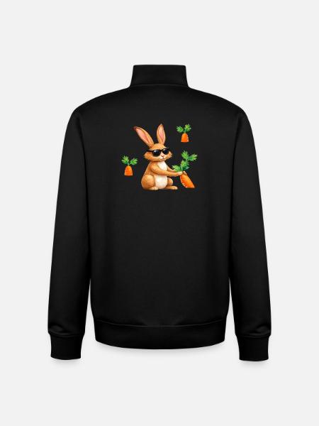 Bunny with sunglasses and carrot - Unisex Organic Zip Sweatshirt by Stanley/Stella - black