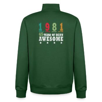 Geburtstag Jahrgang 1981 - 45 Jahre - Unisex Organic Zip Sweatshirt von Stanley/Stella - Flaschengrün - Hinten - AI Model Male 185 dark (185cm)