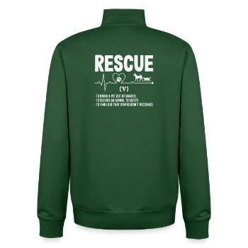 Animal Rescue Heart Palpitations Scolding Help Love - Unisex Organic Zip Sweatshirt by Stanley/Stella - bottle green - Back - AI Model Male 185 dark (185cm)
