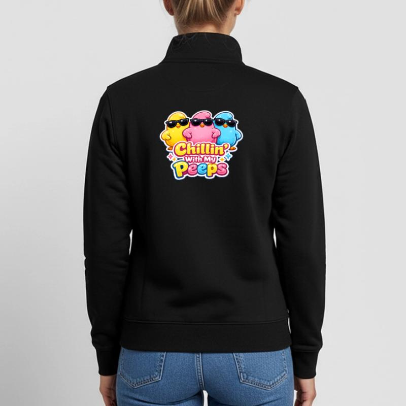 Chillin with my Peeps Happy Easter Easter Chick Unisex Organic Zip Sweatshirt by Stanley/Stella
