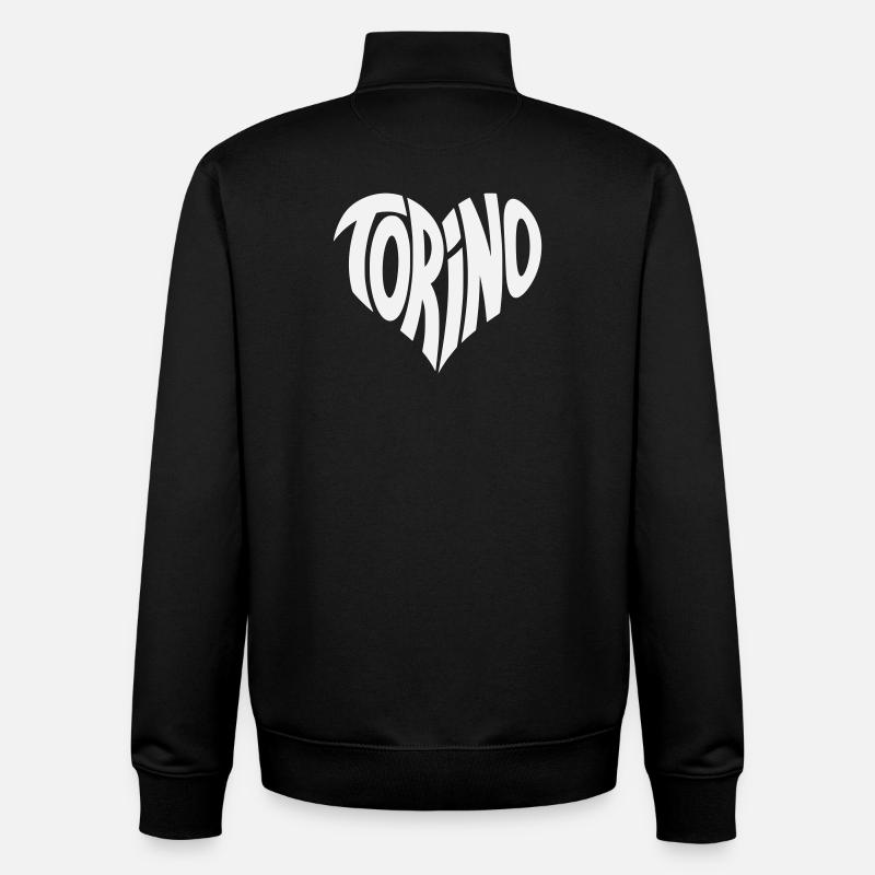 Turin, Torino Heart Design - Unisex Organic Zip Sweatshirt by Stanley/Stella - black