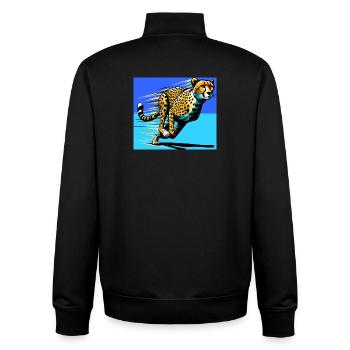 cheetah - Unisex Organic Zip Sweatshirt by Stanley/Stella - black - Back - AI Model Male 185 light (185cm)