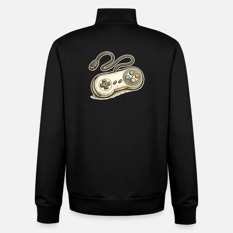 Retro Game Controller Graphics - Unisex Organic Zip Sweatshirt by Stanley/Stella - black