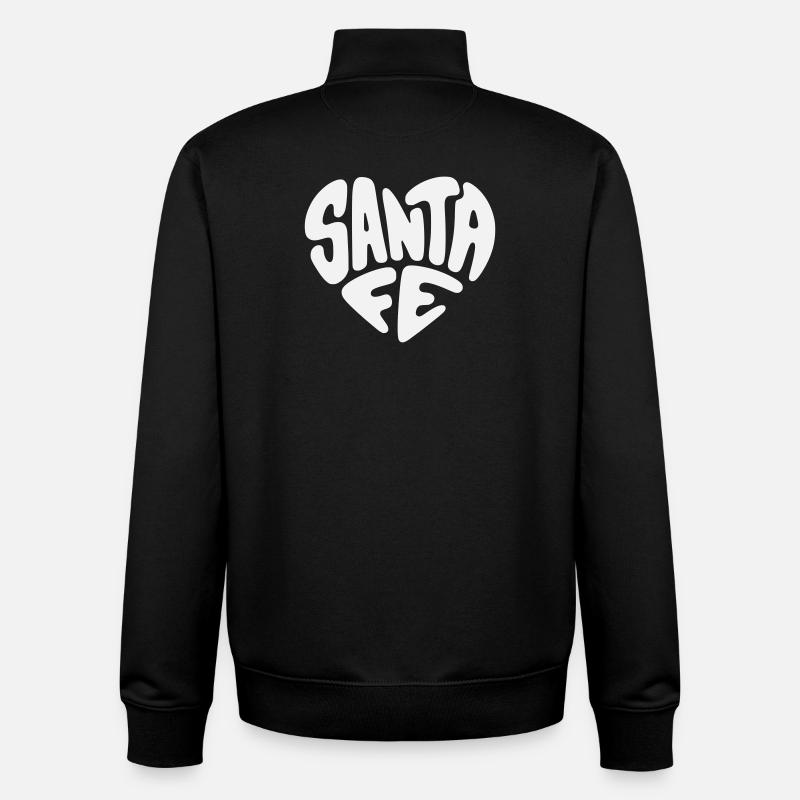 Santa Fe, Nouveau-Mexique Heart Design - Sweat zippé unisexe en coton bio Stanley/Stella - noir