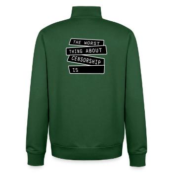 The Worst Thing About Censorship Is Lustig Ironie - Unisex Organic Zip Sweatshirt von Stanley/Stella - Flaschengrün - Hinten - AI Model Male 185 dark (185cm)