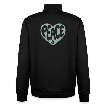 Cœur de la Paix avec le Signe de la Paix - Sweat zippé unisexe en coton bio Stanley/Stella - noir - Dos - AI Model Male 185 light (185cm)