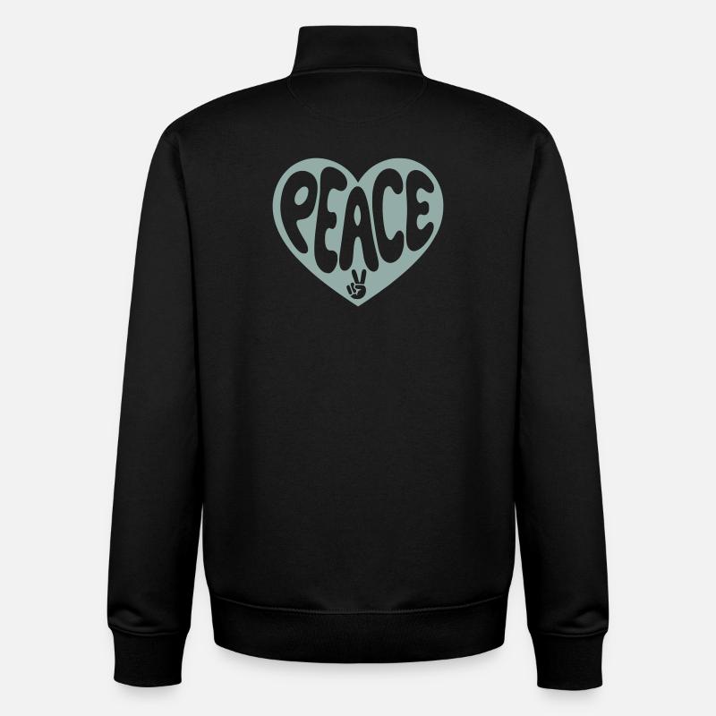 Peace Herz mit Peacezeichen - Unisex Organic Zip Sweatshirt von Stanley/Stella - Schwarz