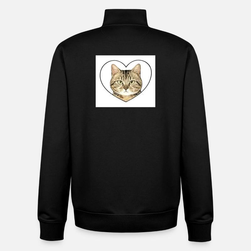 Cœur felin : portrait chat - Sweat zippé unisexe en coton bio Stanley/Stella - noir